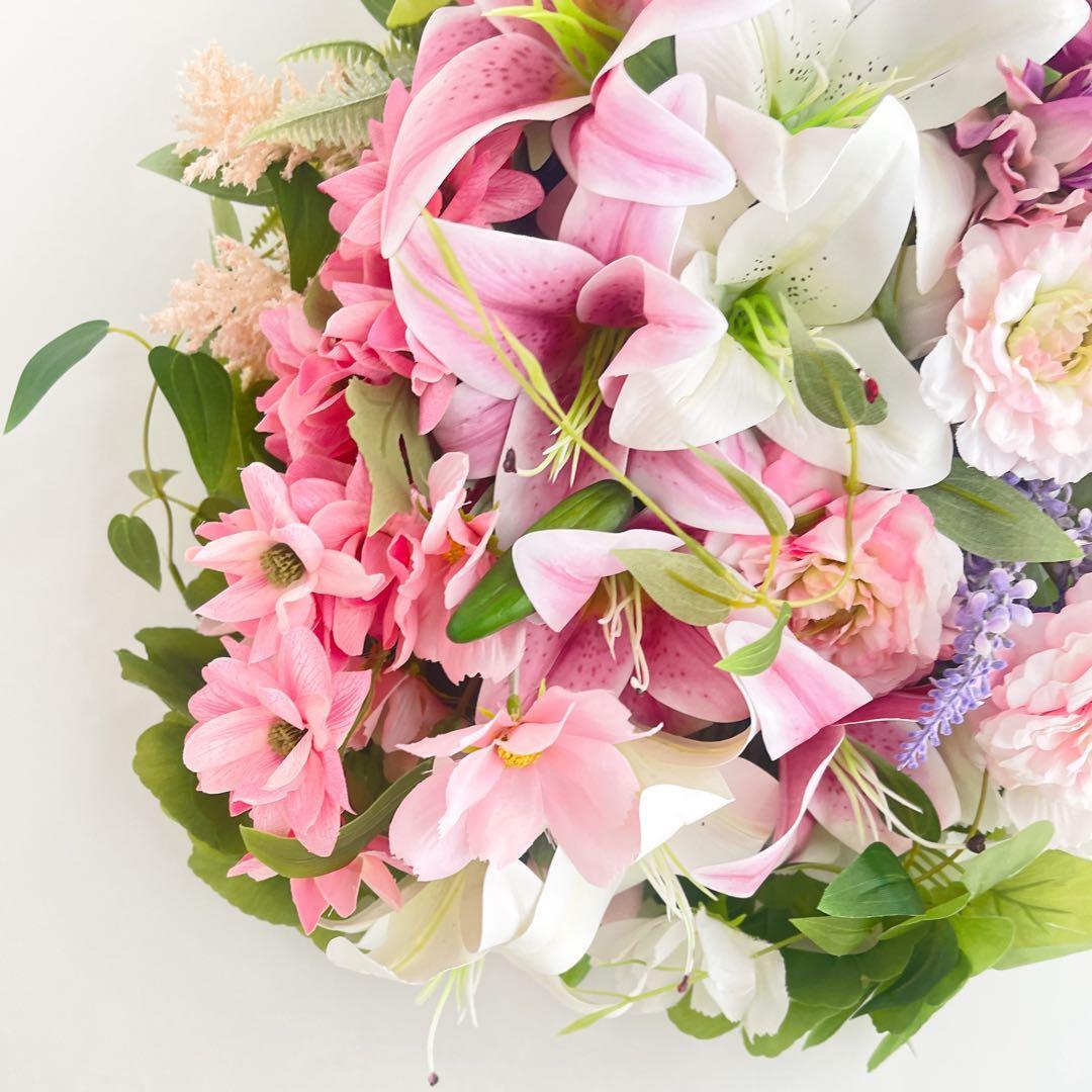 春色ラグジュアリースワッグ／百合の咲き誇る春リース 光触媒フラワー