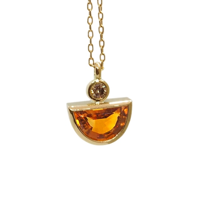 【Birthstone_11月】 K18YG citrine brown diamond necklace