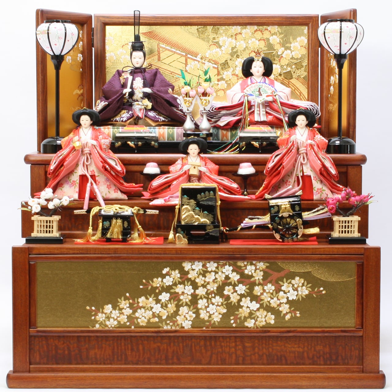 雛人形 桐台 三段飾り 豆親王 五人飾り ひな人形 初節句 プレゼント 三人官女 81W-s7R5mwL._AC_UF894,