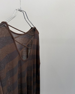 【新作アイテム送料無料】sheer knit with back lace-up detail