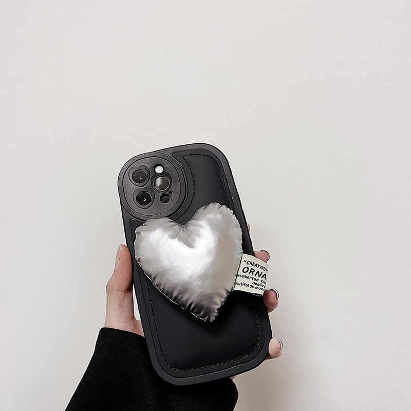 iPhone13ProMax/13Pro/13ケース もっこり クッションハート付き iPhone 12proケース 可愛い アイフォン 11ProMaxカバー オシャレ 女子力UP! girlshares iPhoneケース ハート シリコン スマホケース iPhone11 d