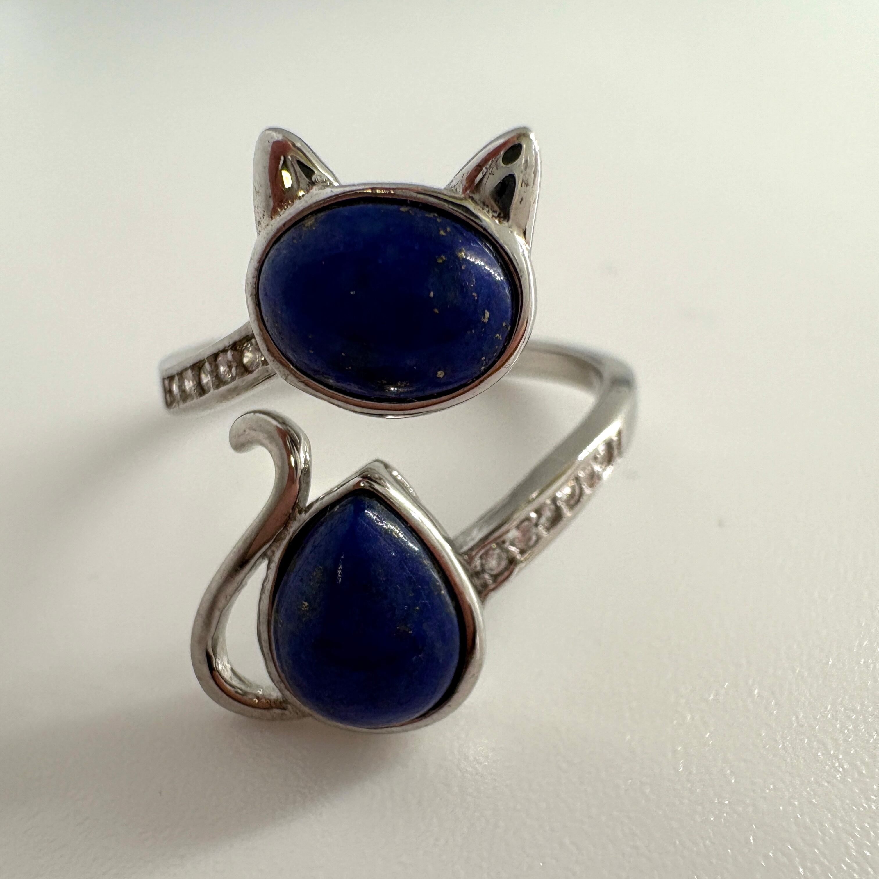 ラピスラズリ ネコのリング アフガニスタン産 フリーサイズ