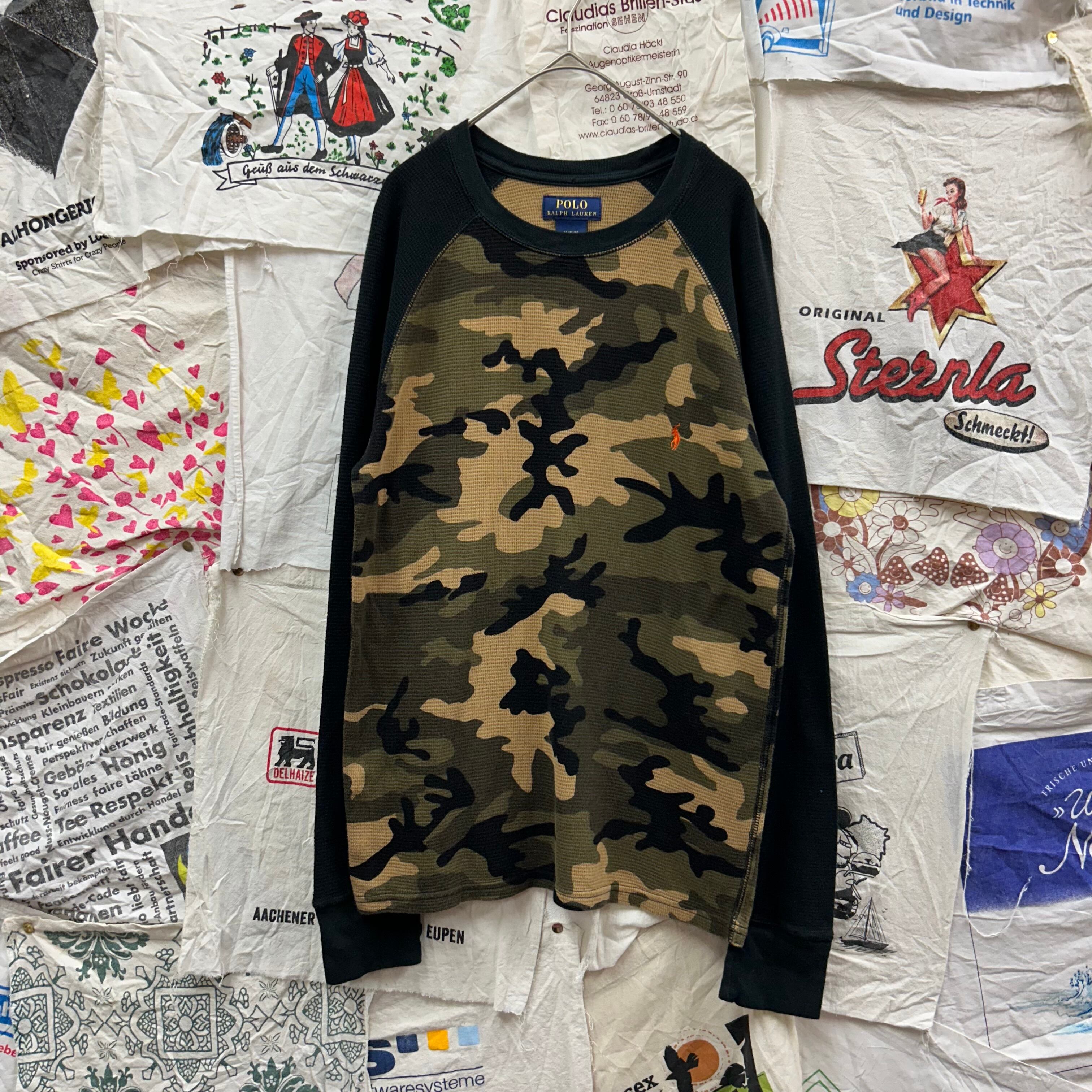 POLO RALPH LAUREN 刺繍ロゴ迷彩柄ラグランサーマルロンTee | 古着屋PENNY