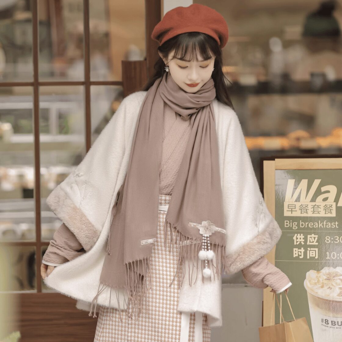 チャイナ風ファッション 4点セットアップ 着物風 レトロ 大人増し