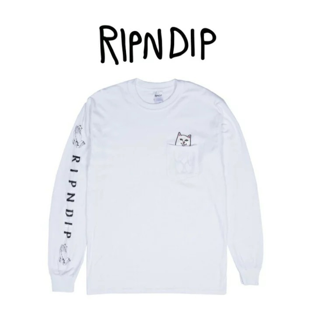 リップンディップ RIPNDIP Lord Nermal Pocket Long Sleeve White 