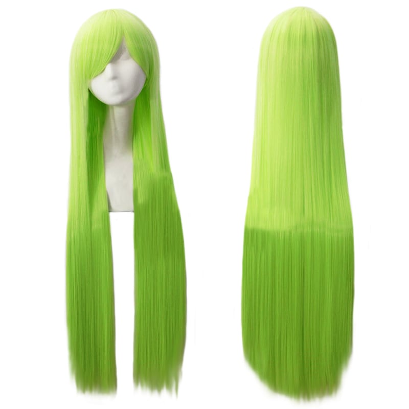 100L#072】コスプレ耐熱ウィッグ 黄緑 ライムイエロー ロングウィッグ