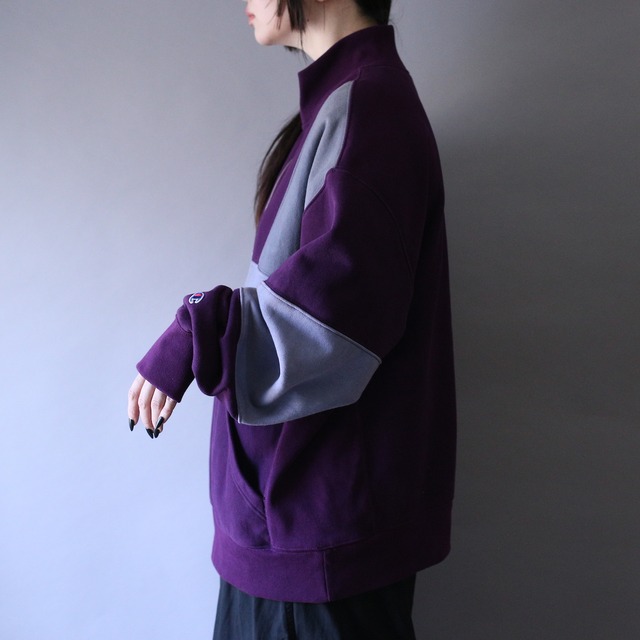 "Champion" over silhouette half-zip sweat pullover
