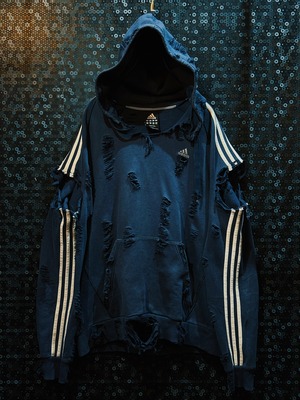 【ÆIEM】original"boro"remake adidas performance logo lib cut off hoodie