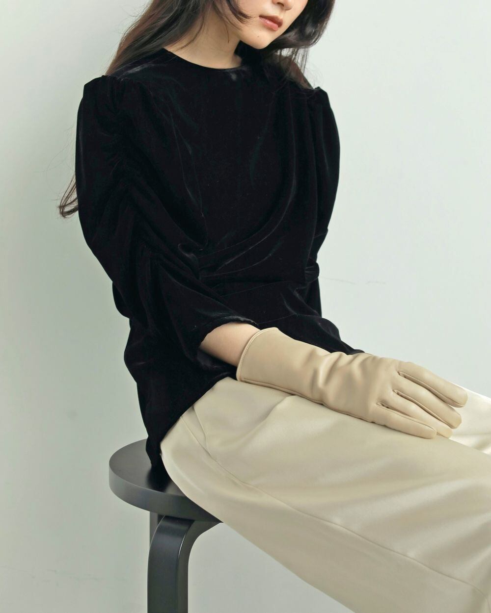 anuke 】Velour Gather Blouse | valance 福井｜レディース セレクト