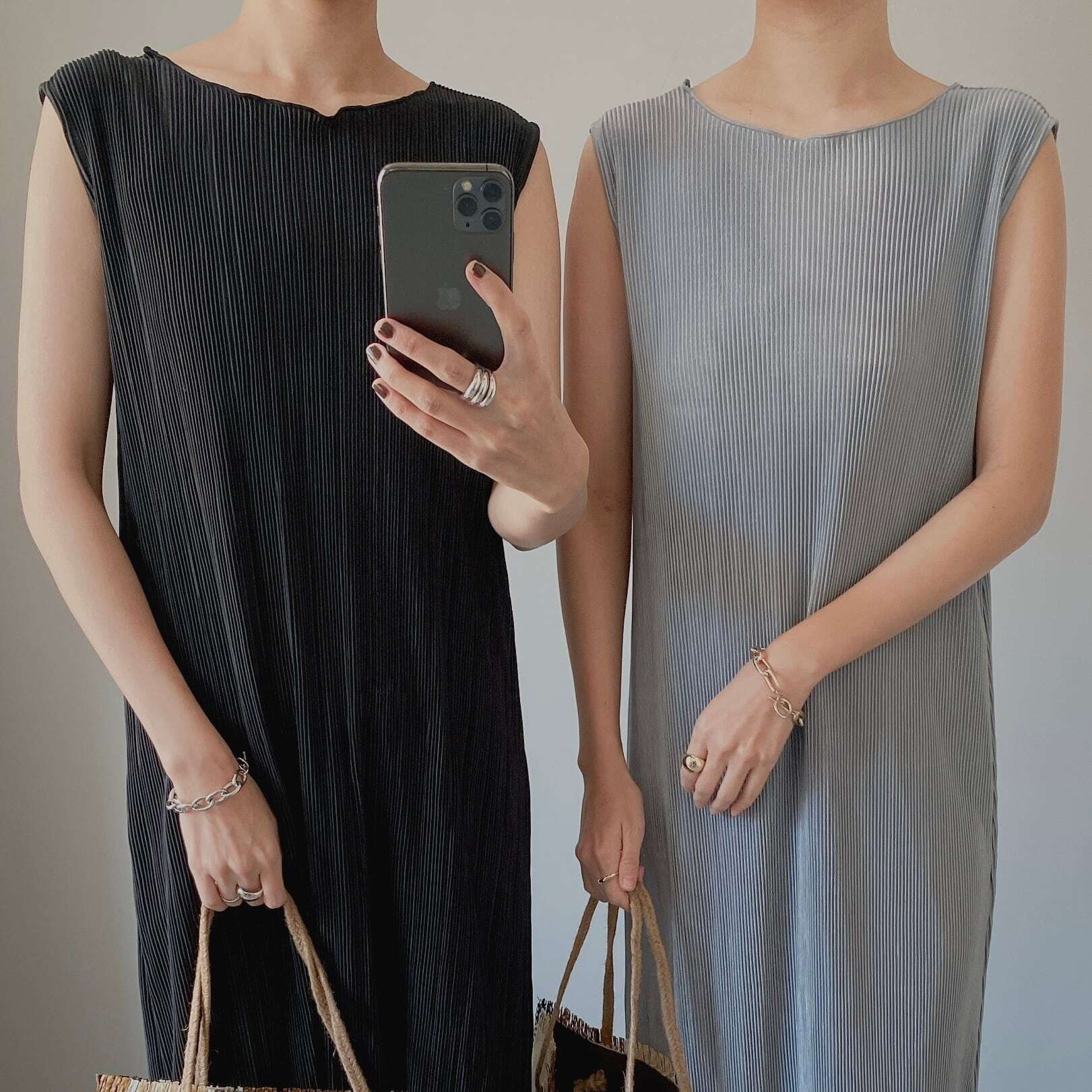 7月限定2枚set プリーツロング ワンピース E C Closet