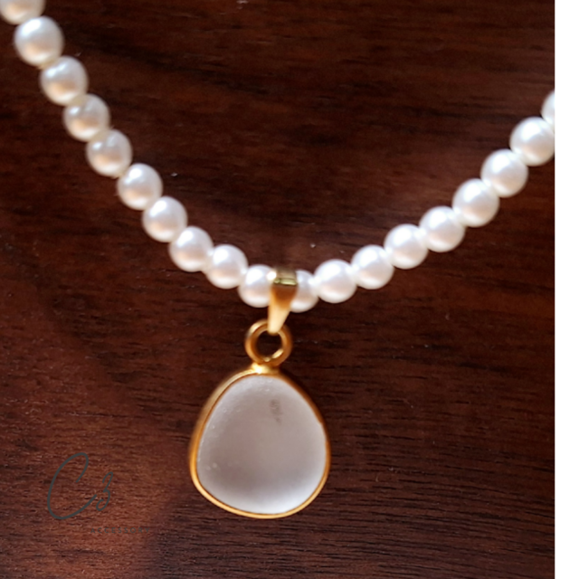 シーグラスとパール　