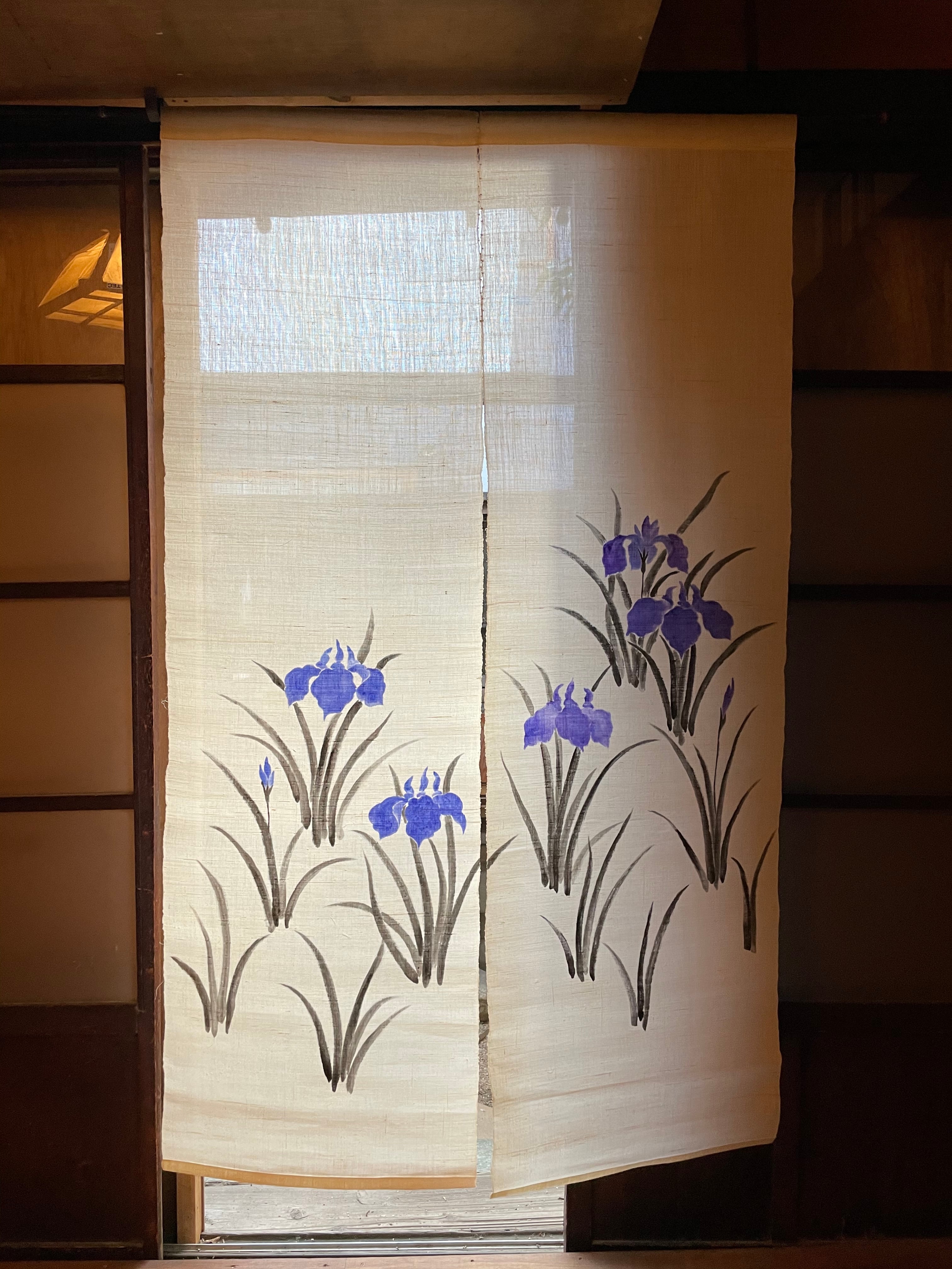 暖簾 麻 あやめ 菖蒲 | 西村商店 浅草・合羽橋