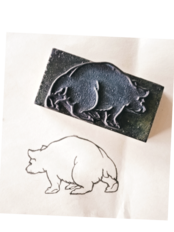 フランス 8c 大きなクマさんとメランコリーな木製スタンプ ヴィンテージ