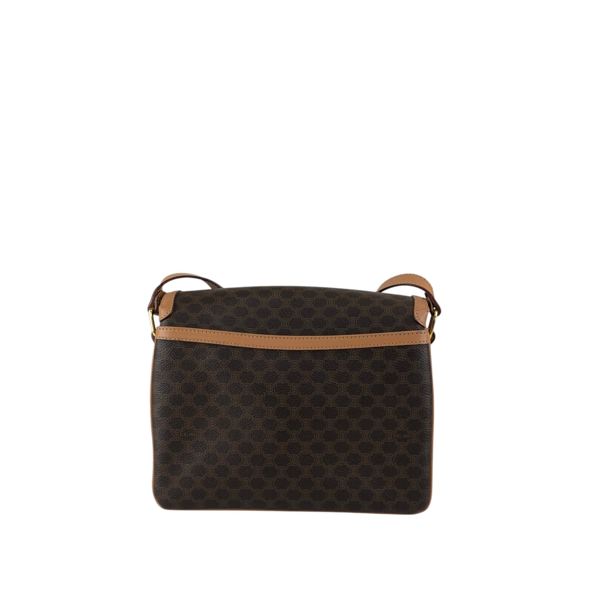 CELINE セリーヌ マカダム ショルダーバッグ ブラウン ブラゾン型押し