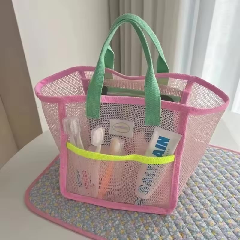 メッシュ収納バッグ|ピンク