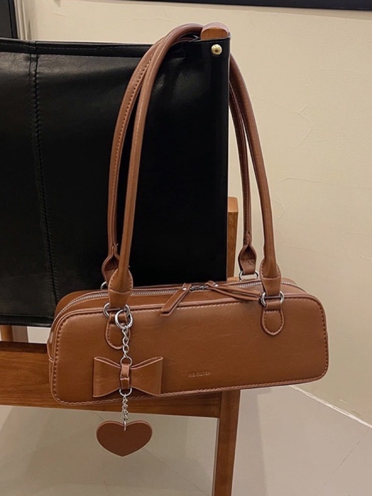 リボン＆ハートで大人可愛い♡5色展開のトレンド横長バッグ トート