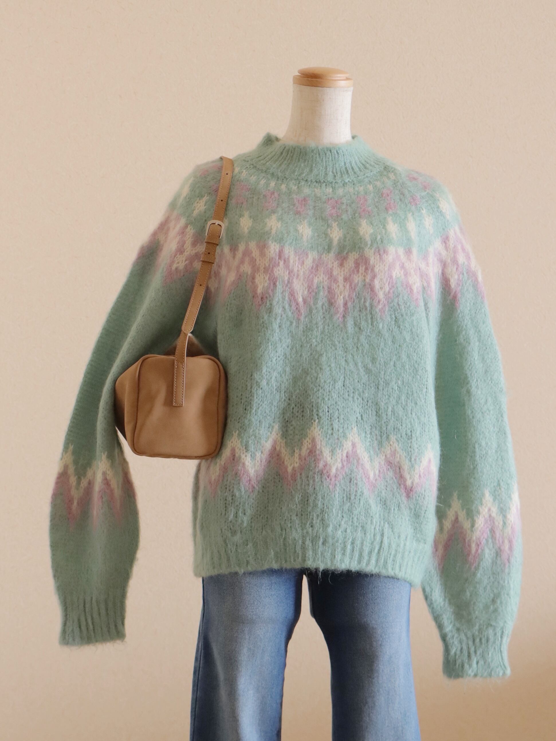 ●made in ITALY mohair design nordic sweater