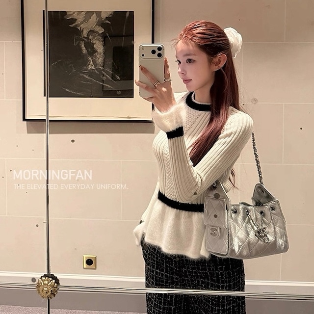 bi-color Peplum knit tops