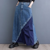 デニム 切替デザイン ラップスカート00153