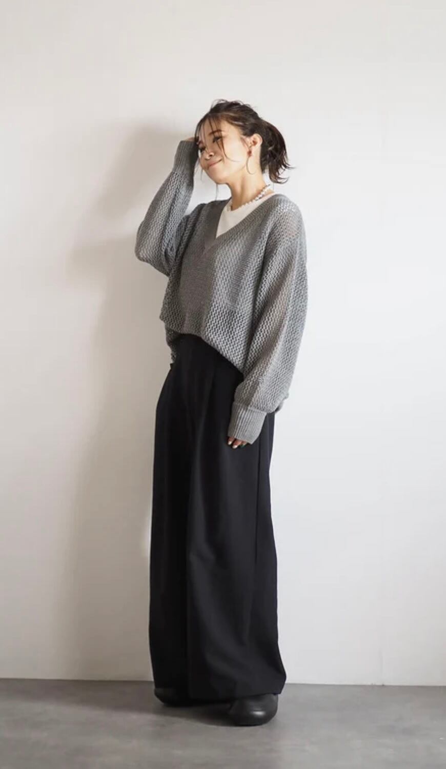 ANIECA 】Vネックメッシュニット | valance 福井｜レディース セレクト
