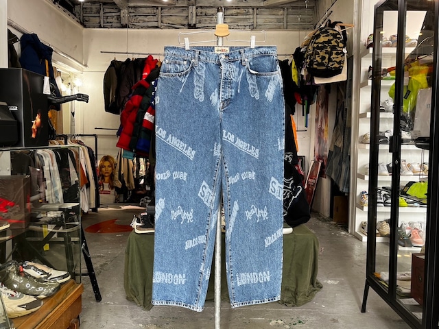 STUSSY WORLDWIDE BIG LOGO OL'JEANS BLUE 34 116613 13405