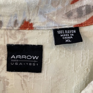 【ARROW】アロハシャツ 柄シャツ 開襟 オープンカラー 総柄 レーヨン100% XL ビッグサイズ US古着
