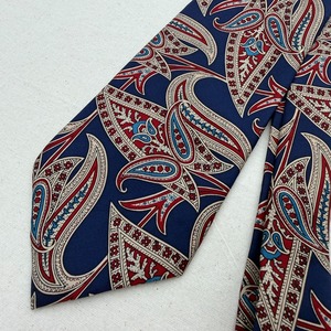SADDLEBRED ネクタイ　TIE ペイズリー系　ネイビー　赤 n-421
