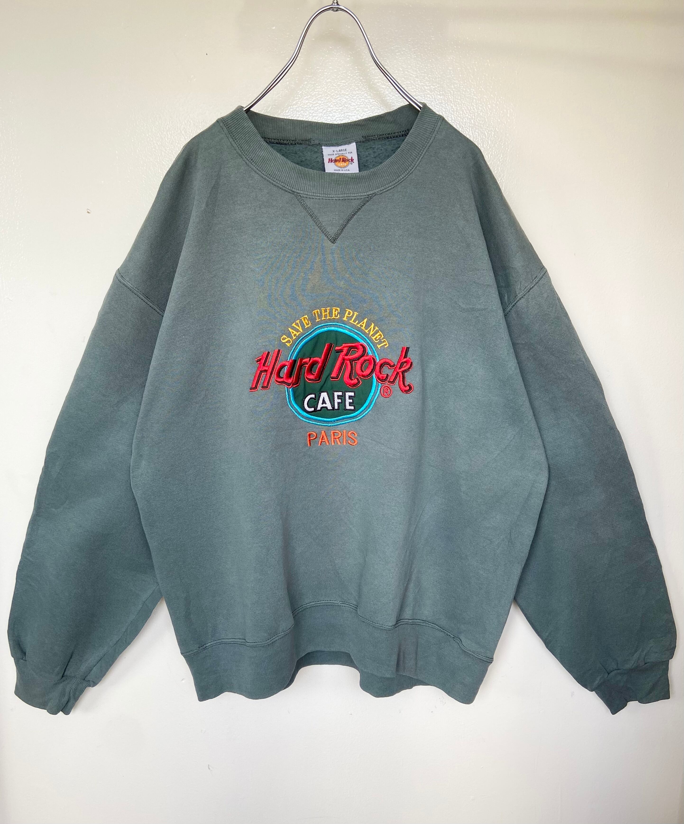 USA製 Hard Rock Cafe/ハードロックカフェ 刺繍スウェットチャコール ...