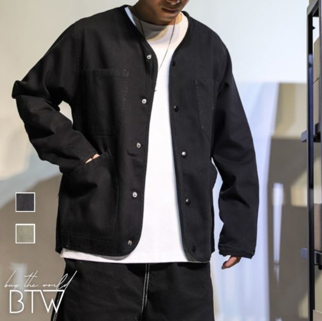 【韓国メンズファッション】BW1209 メンズ 長袖 ジャケット 無地 ラウンドネック カーディガン ルーズ カジュアル