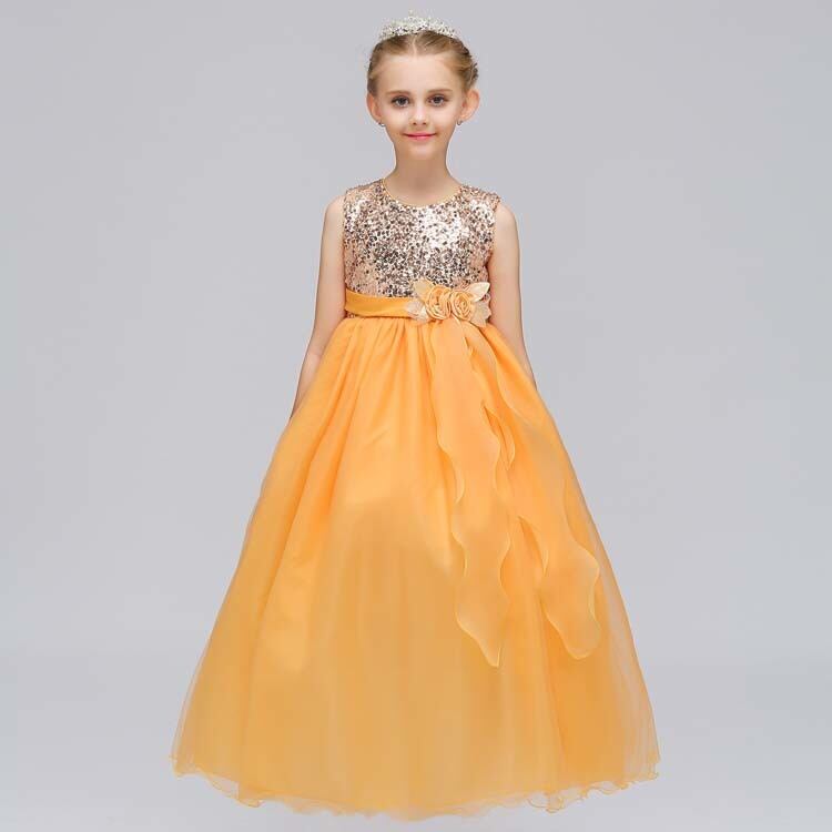 プリンセス 子供服 子どもドレス キッズドレス ジュニアドレス 洋服 フォーマル用 ワンピース 110cm 1cm 130cm 140cm 150cm 160cm グリーン オレンジ パープル 入学式 卒業式 七五三 チュール スパンコール Elegant