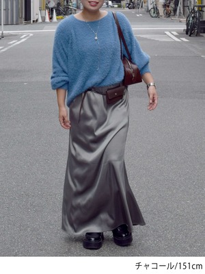 【ROSIEE】ストレッチマットサテンスカート