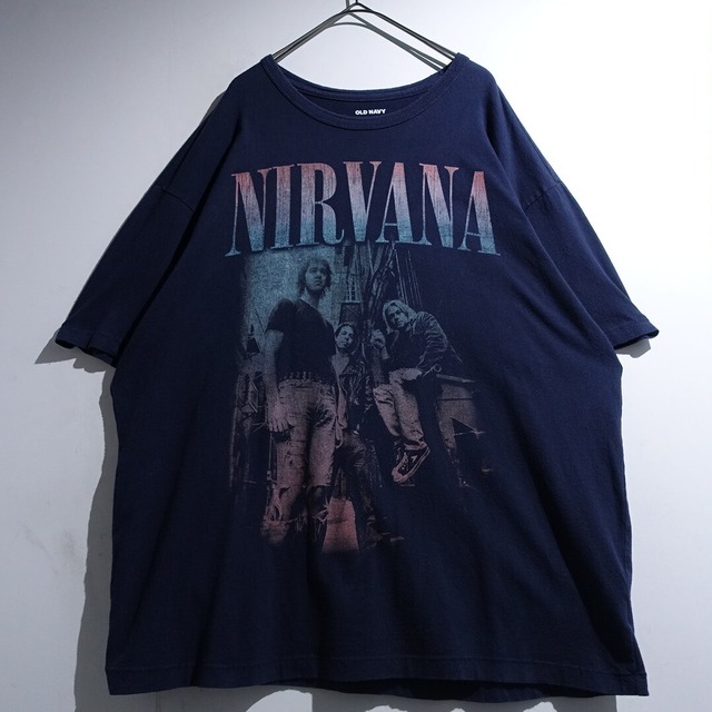 "NIRVANA" Navy Print Band T-shirt