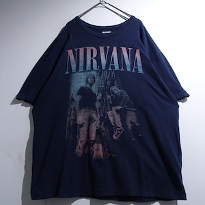 "NIRVANA" Navy Print Band T-shirt