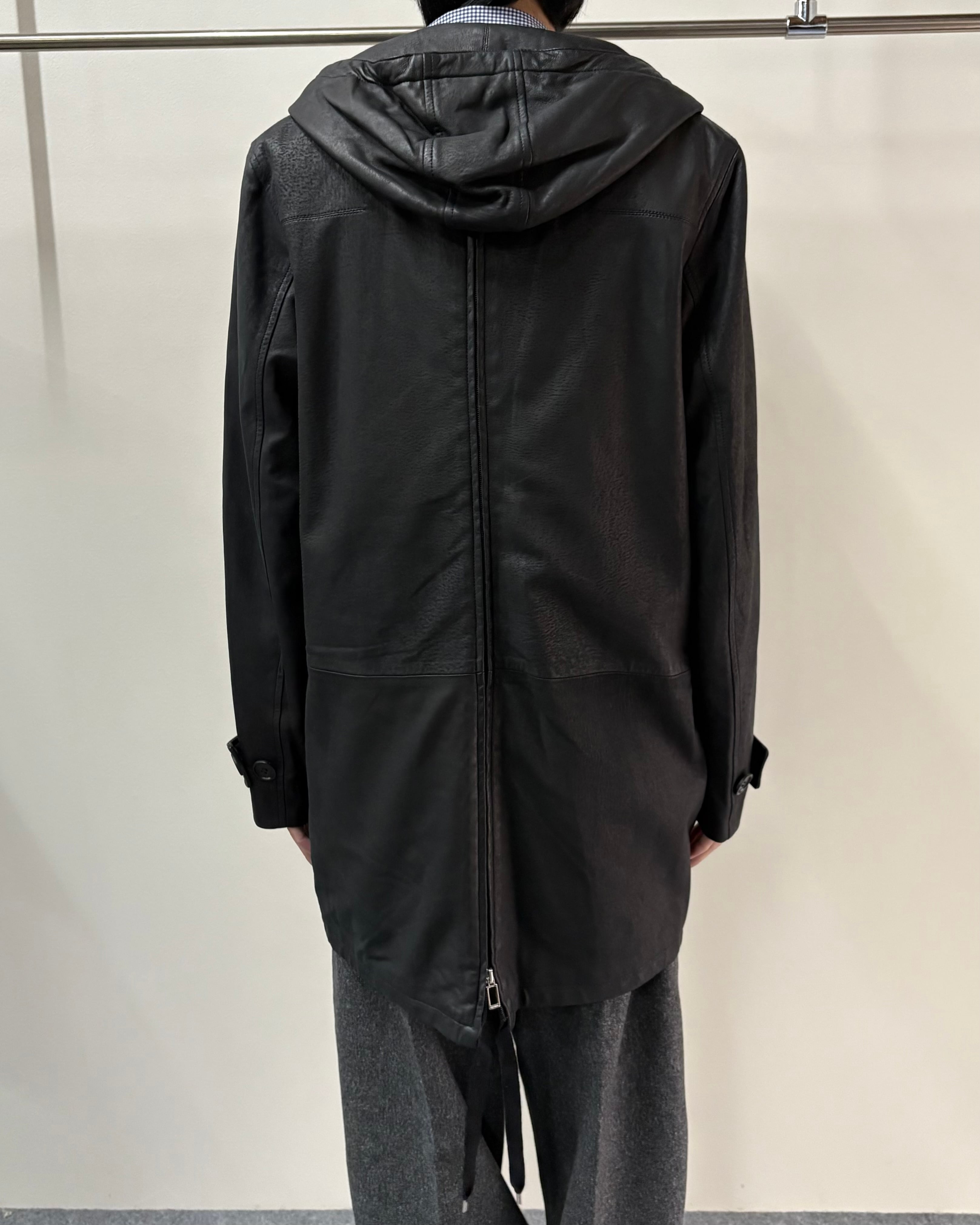 2012AW/Dior homme by Kris Van Assche】hooded leather zip jacket
