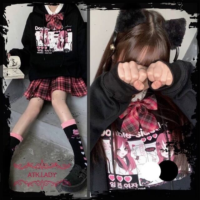 個性的トップス アニメ アウター パーカー フーディー フードパーカー