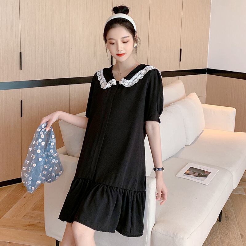 【新作】【送料無料】 マタニティウェア2020夏の新しいファッション人形の襟の年齢削減ドレス、トレンディな母親のミドル丈マタニティAラインスカート-アリババ サマー 夏物 expec223917094828