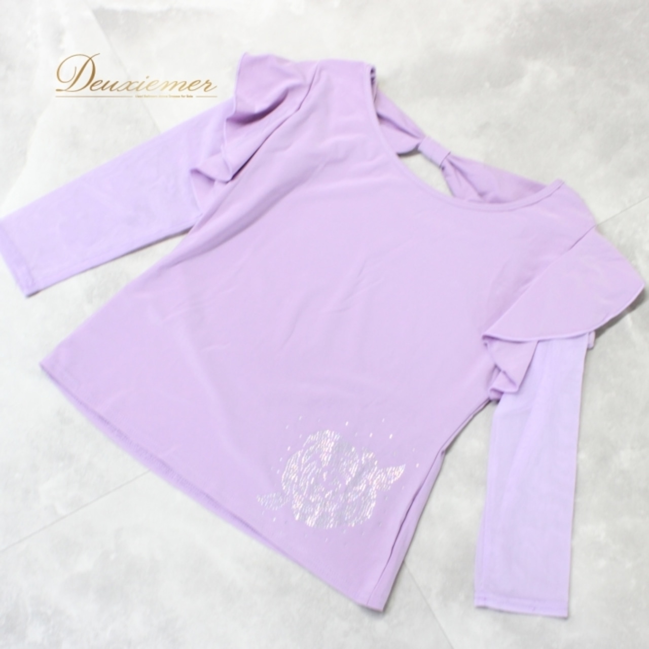 社交ダンス 衣装 スタンダード トップス レッスンウェア Leirena レイリーナ パープル系 薄紫 ラインストーン レース リボン 練習着 長袖 薄紫色 ライラック カジュアル フィット感 おしゃれ ダンスウェア 練習用 衣装トップス ストレッチ パーティー用 フェミニン デザイン性 おすすめ 女子 体型カバー エレガント クラシック