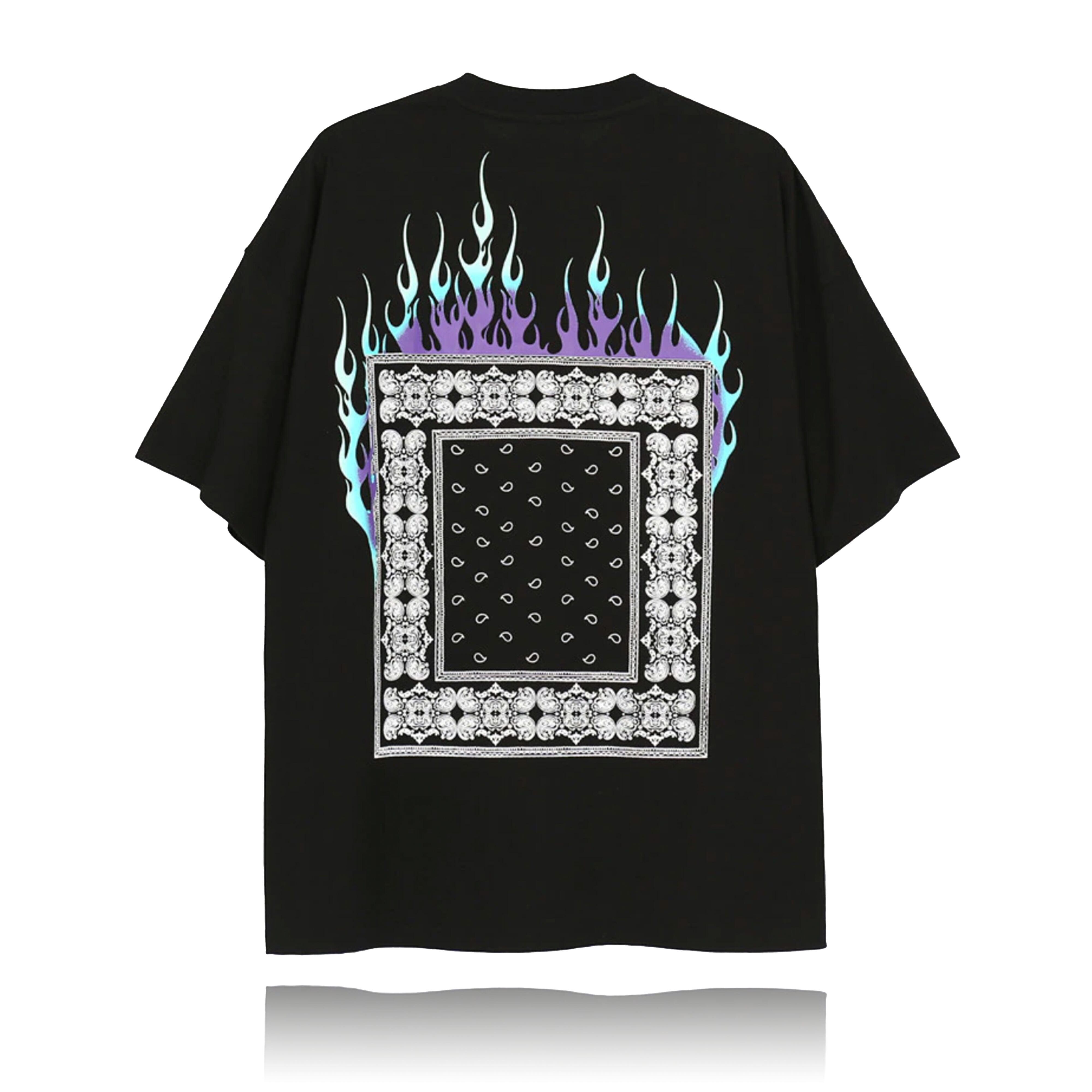 フレイム&ペイズリーデザインTシャツ_ブラック or ホワイト