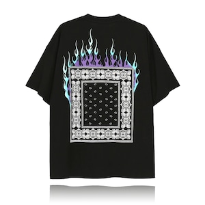 フレイム&ペイズリーデザインTシャツ_ブラック or ホワイト