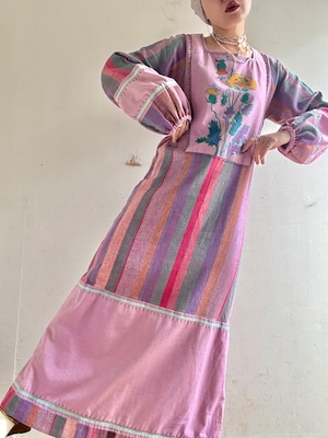 "Archives" 1970s India Cotton Vintage Beads Embroidery Dress