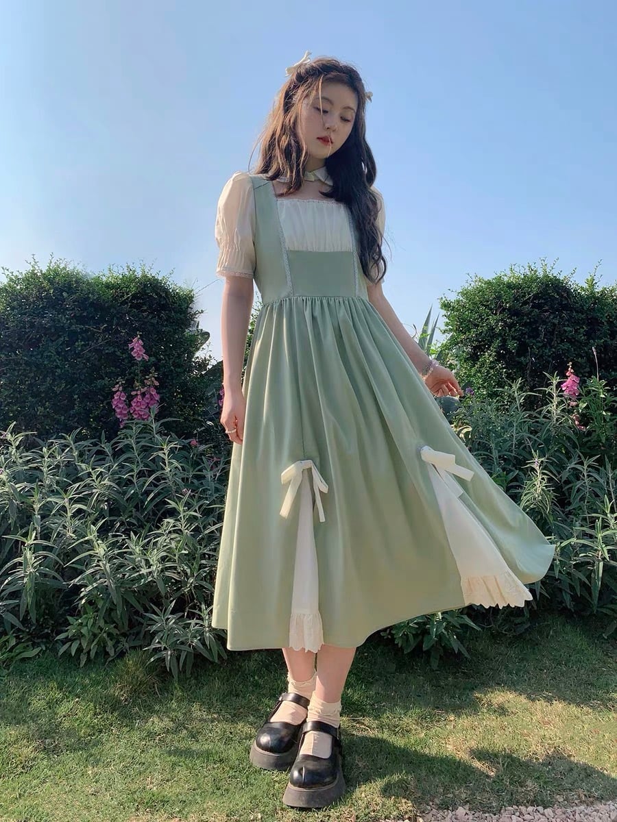 ワンピース お嬢様 緑 ブラウス メイド ワンピース 花柄 ワンピース お嬢様 緑 ブラウス メイド ワンピース 花柄