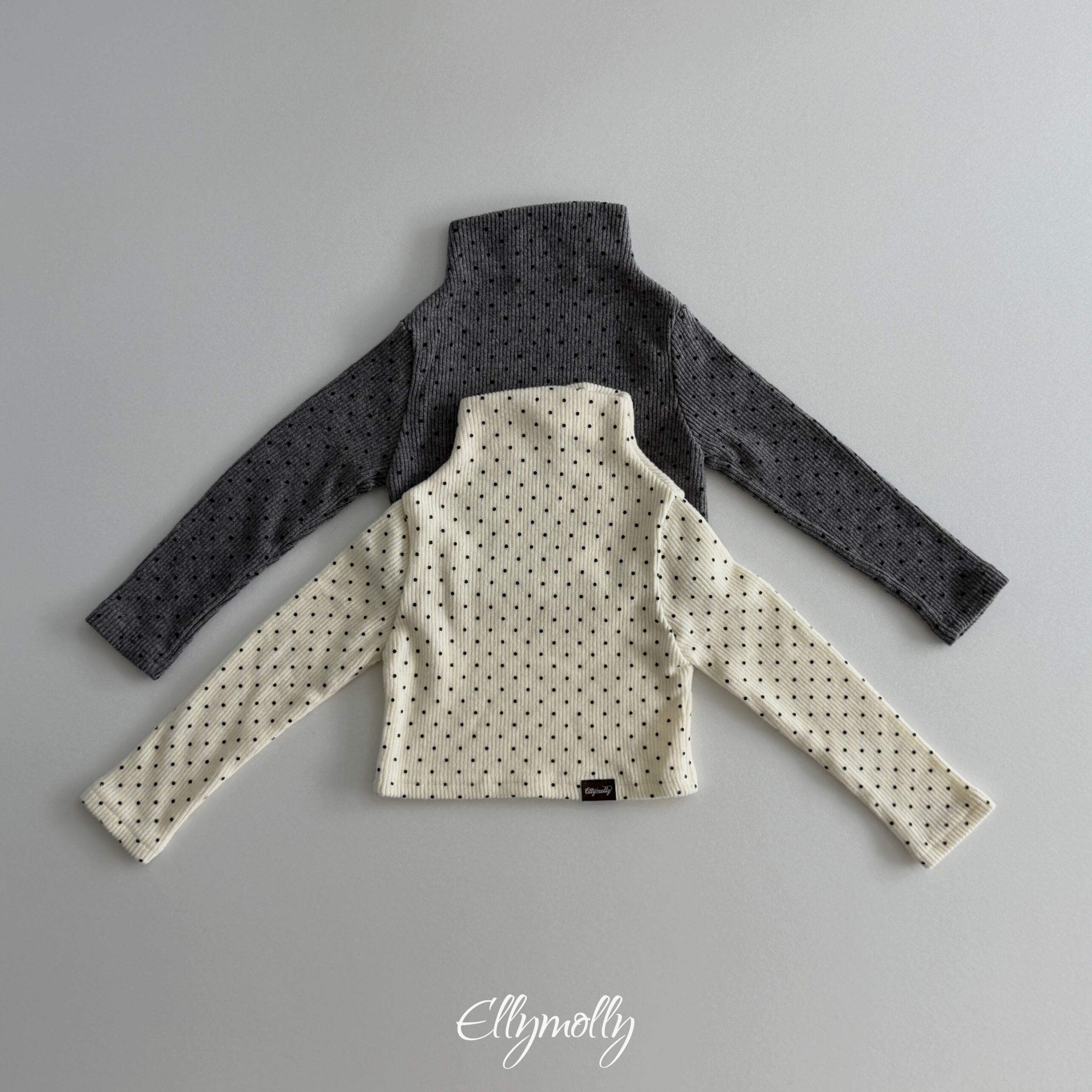 【Jr.size】dot brushed mock turtleneck tee【ELLYMOLLY】※11月下旬〜12月上旬発送予定