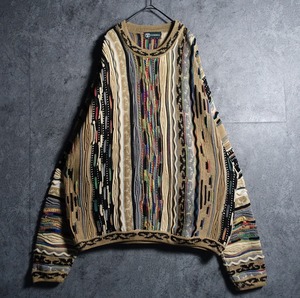 90s “TUNDRA” Multicolor 3D Pattern Design Knit