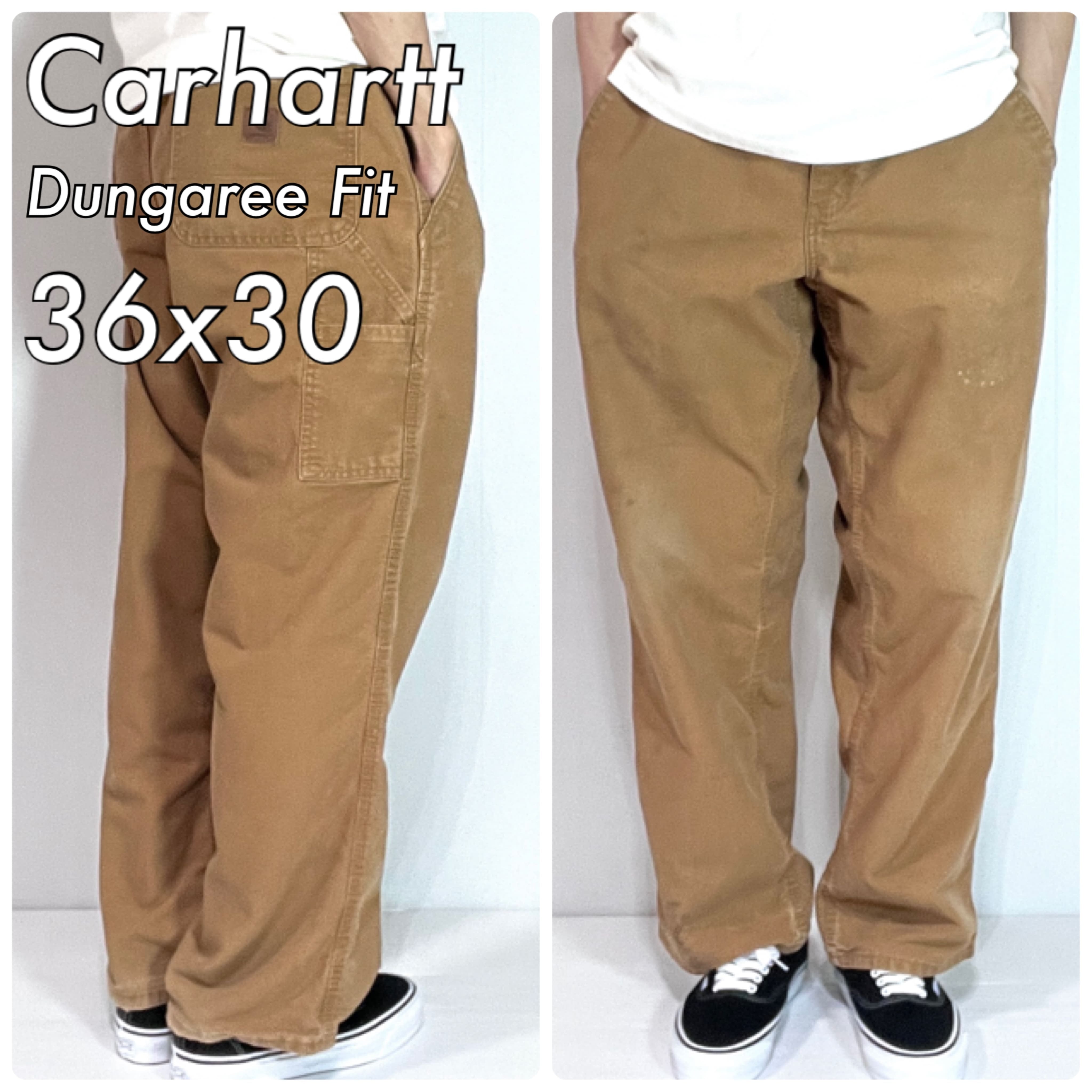 メンズ 36×30 Carhartt ダブルニー 極太 極上フェード ダークブラウン