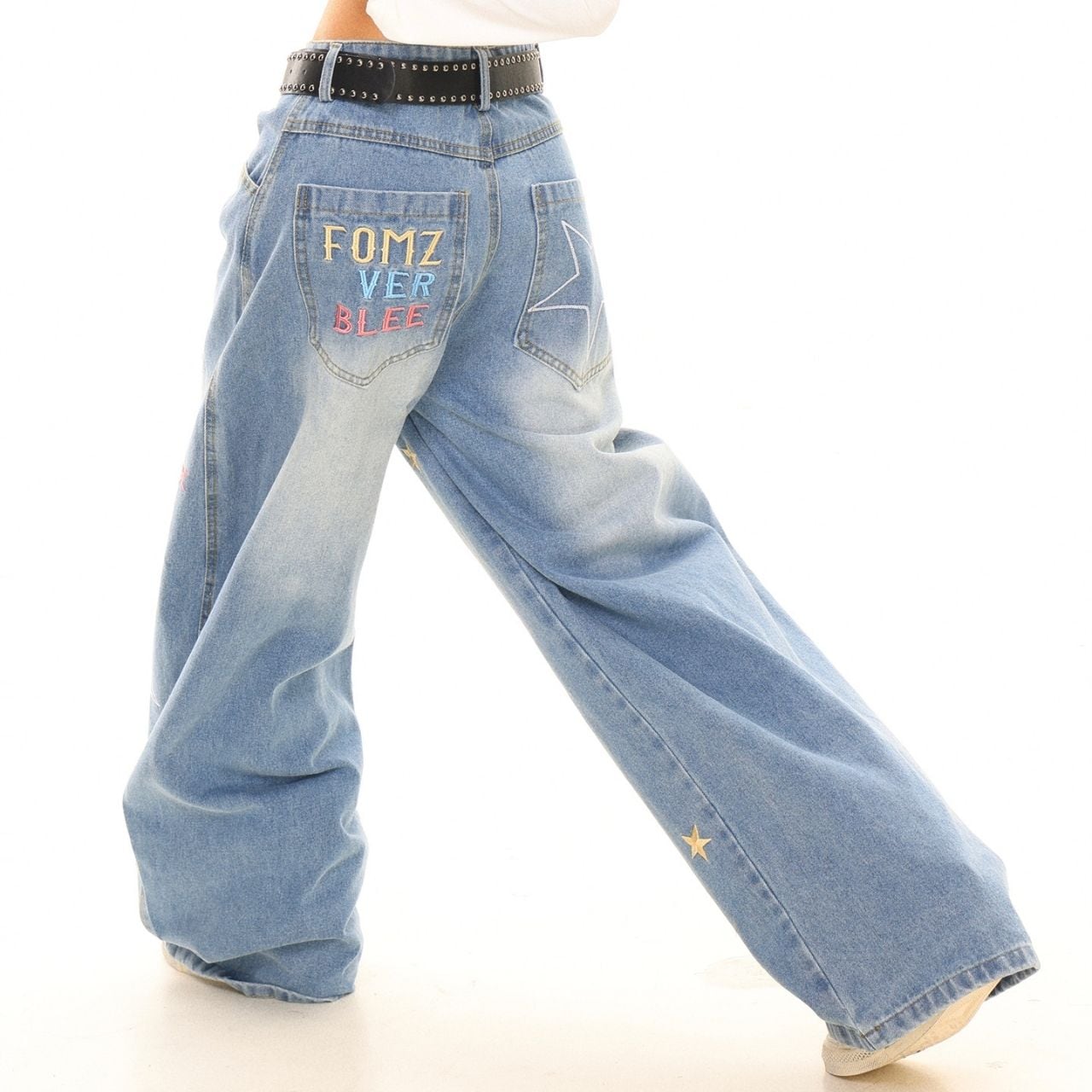 スターカラフルボリュームデニムパンツ R00507