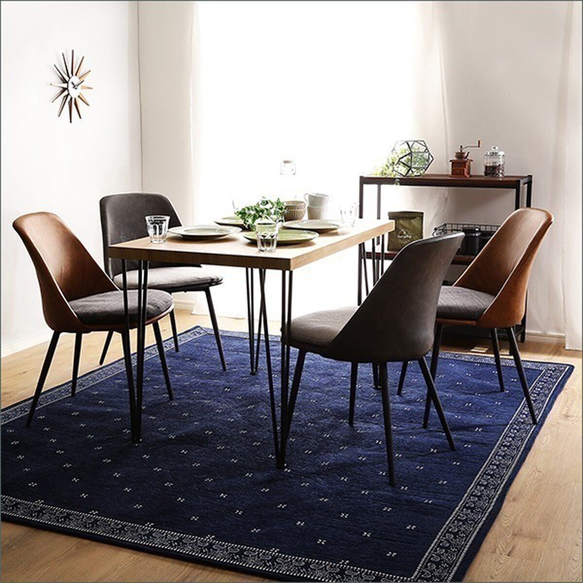 ダイニングテーブルセット テーブル チェア 4人掛け スチール脚 オシャレ 5点セット カフェ