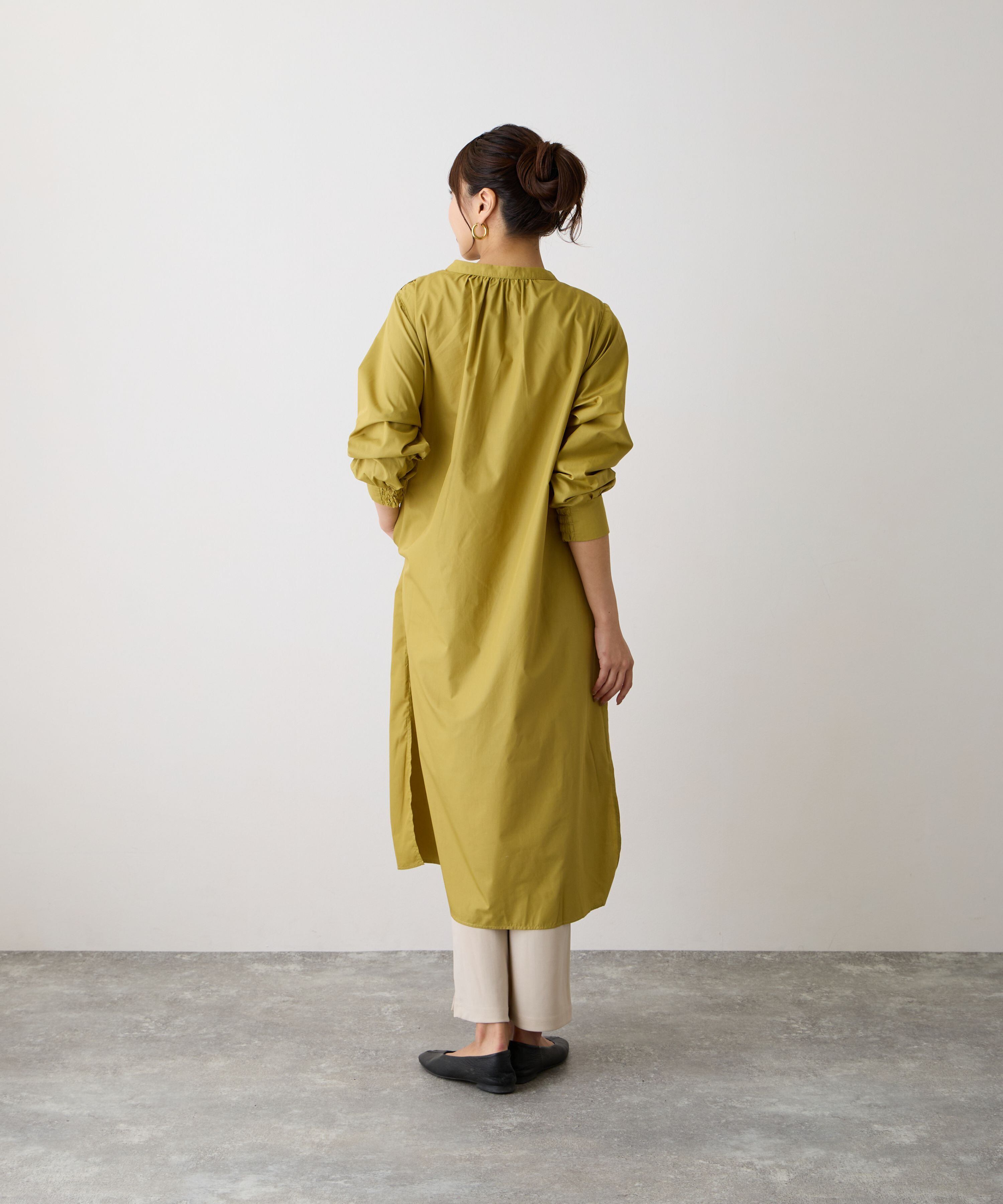 No.58516 ピンタックシャツワンピース Mustard | エルキカク