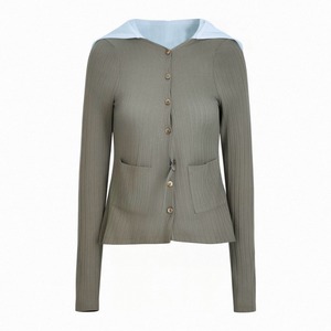 [JIKOO] Fake Two-Piece Hood Knit Cardigan