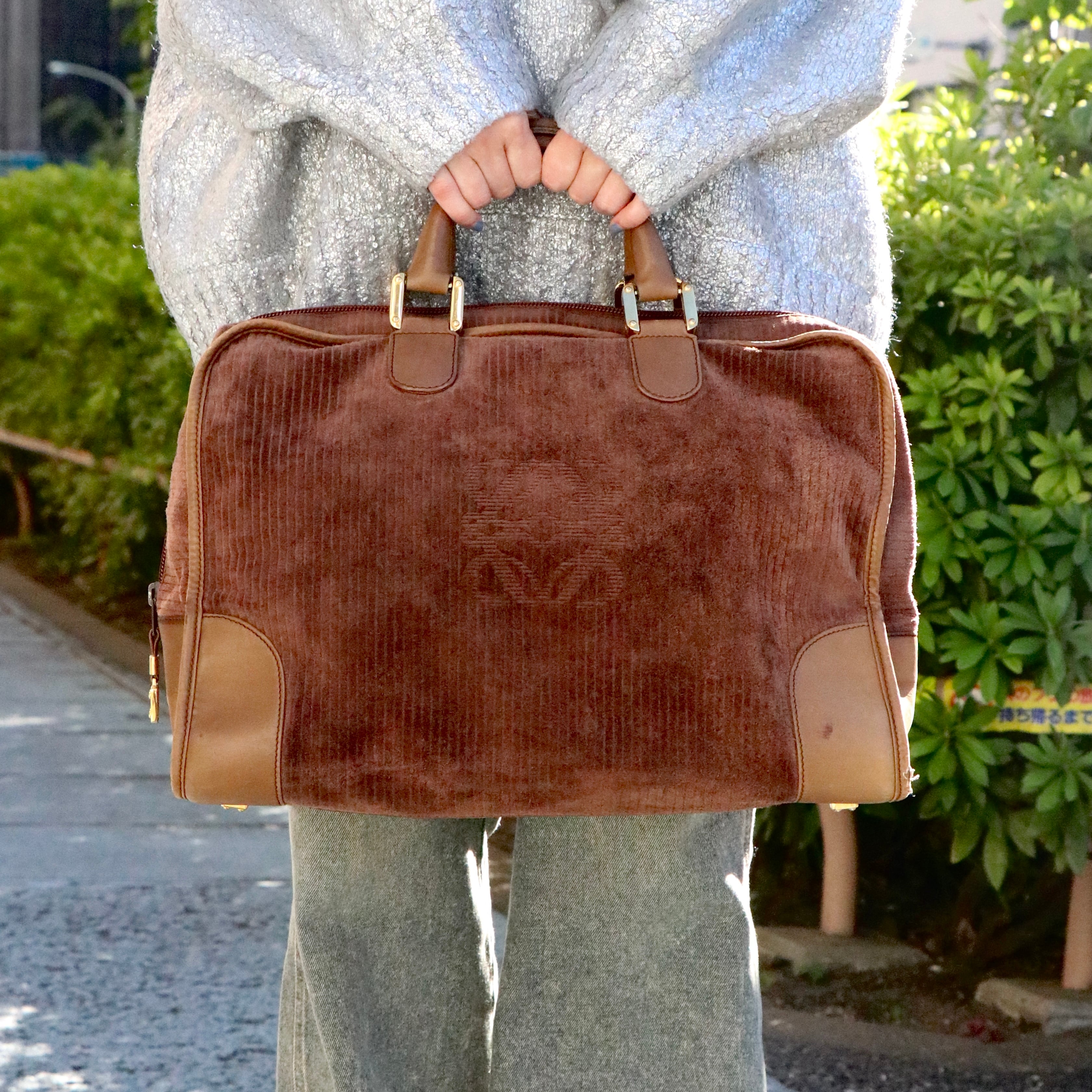 LOEWE ロエベ アマソナ40 ボストンバッグ スエード レザー ブラウン | 2122