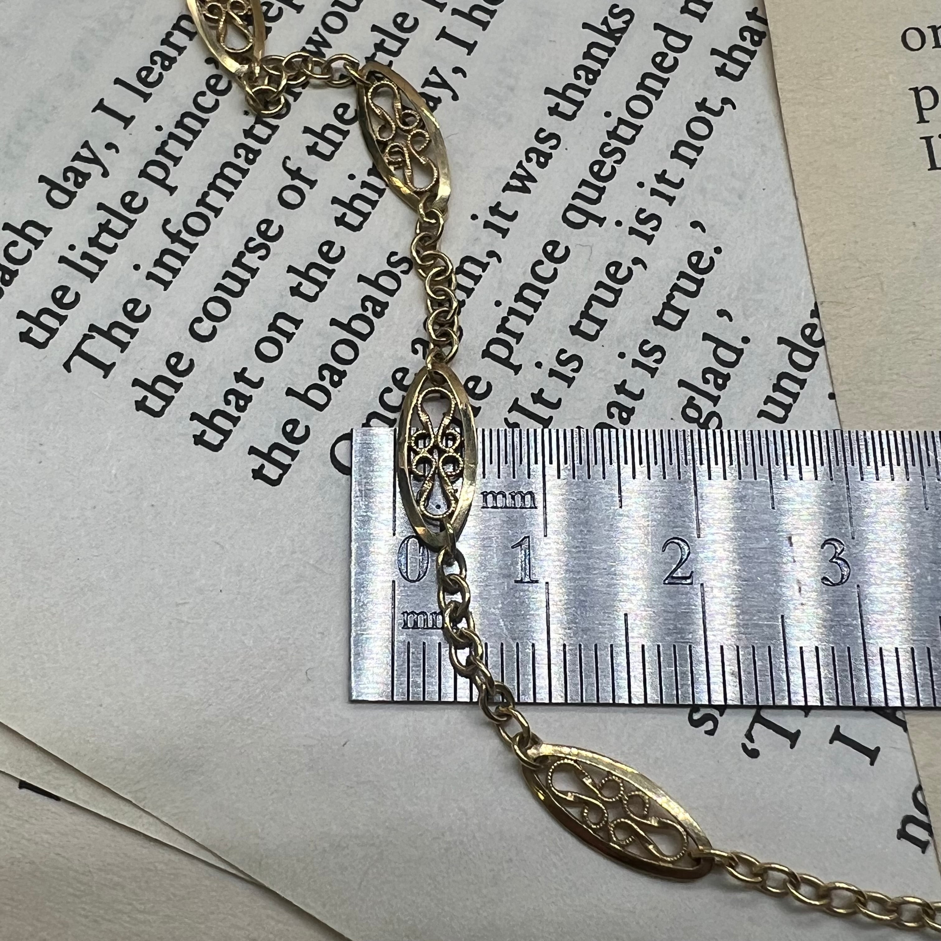 DRN00073 フランス アンティーク フィリグリー セミロング チェーン